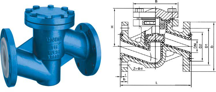 H41F46升降式襯氟止回閥 H41F46升降式襯氟止回閥